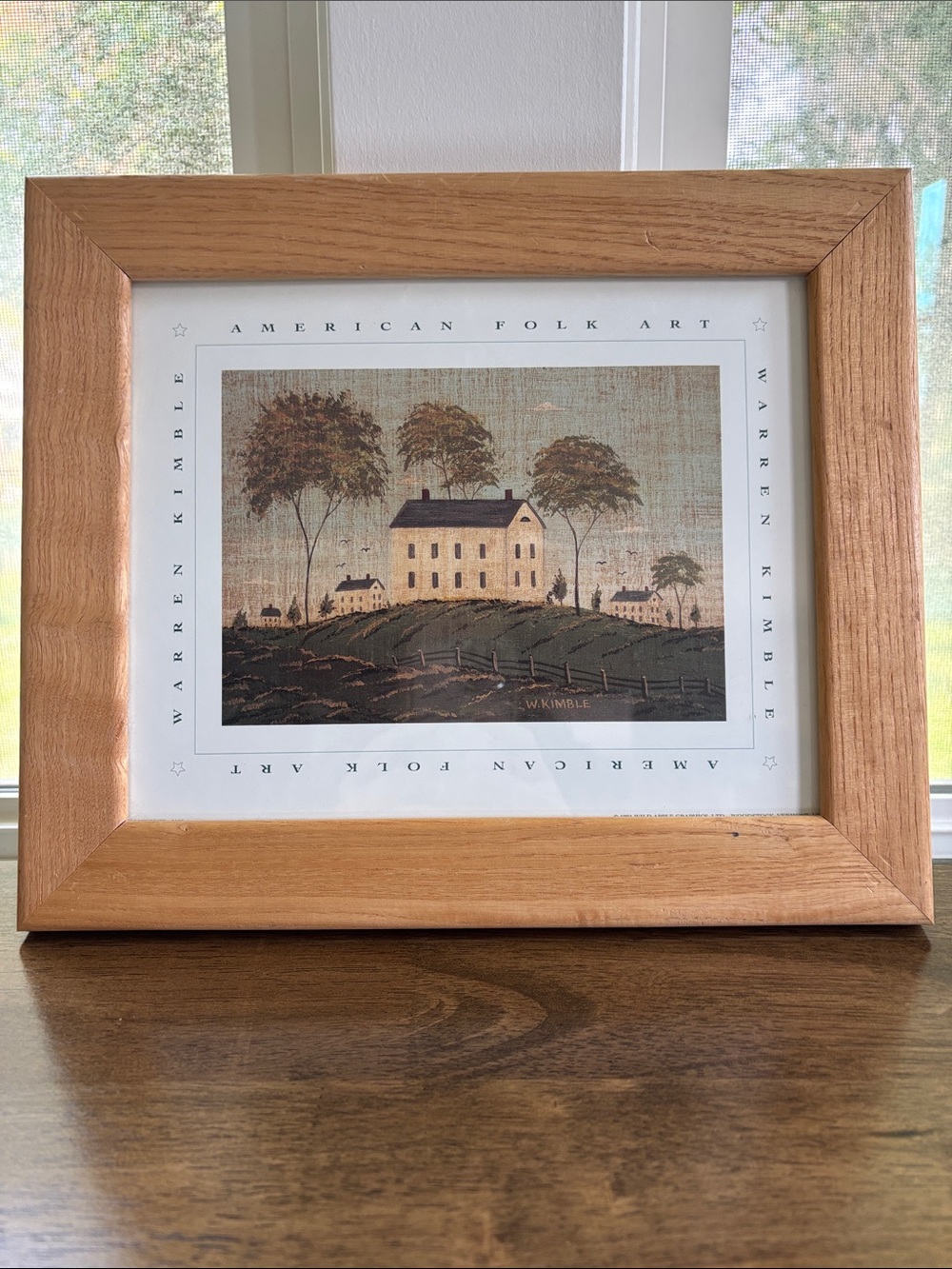 Warren Kimble "House on a Hill" Framed American Folk Art Print 12.5x10.5”